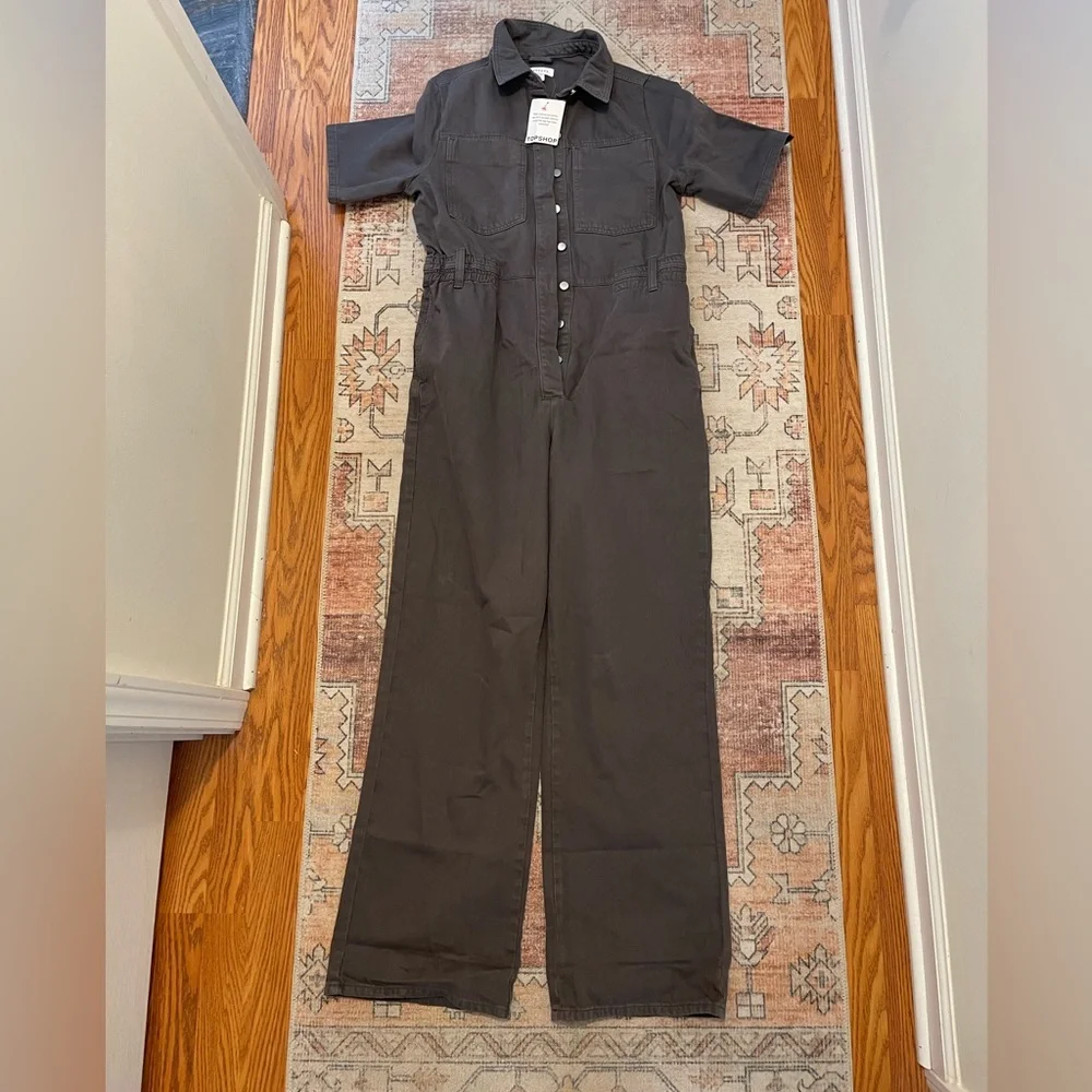 Topshop Charcoal Utility Jumpsuit - size 8 NWT - Picture 5 of 10